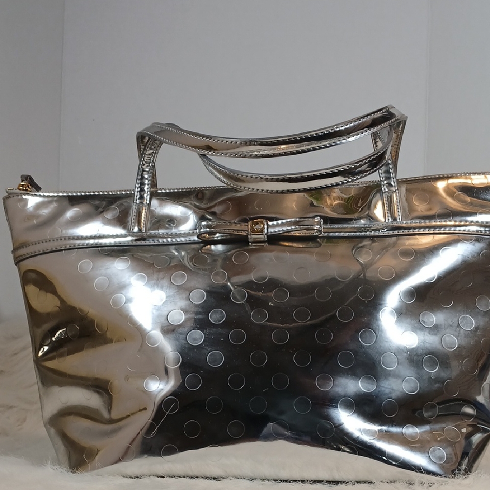 Kate Spade Telfar Patent Leather Silver Tote Bag